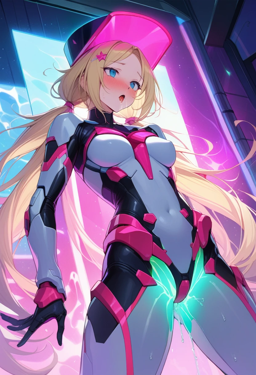 (masterpiece),(best quality),(Very detailed),(Best Illustration),(Best shadow),(absurd),(Detailed background),(so beautiful), 16K,(best quality), 8K,(Best Illustration),(Best shadow), (so beautiful)Angela Balzac, one person, Solitary, , , , , , , Blonde, blue eyes, (God battle suit), - Elbow pockets, hat, Low Twin Tails, Empty eyes, Empty eyes, Green glowing stars, Star hairpins, Transparent Green, , Sweat, , sex, afterglow, , , Red lips, , , , , sex感姿势, Dynamic poses, , Strabismus, Roll your eyes, , , , , , , , , Saliva traces, Full face blush, Glowing skin, , , sex, , , arching back, , Torogao, , rest, pink neon lights, Dramatic Lighting, Psychedelic, Transparent liquid, Nystagmus crisis, night, Starlight, , , Wonderful lighting, Very long hair