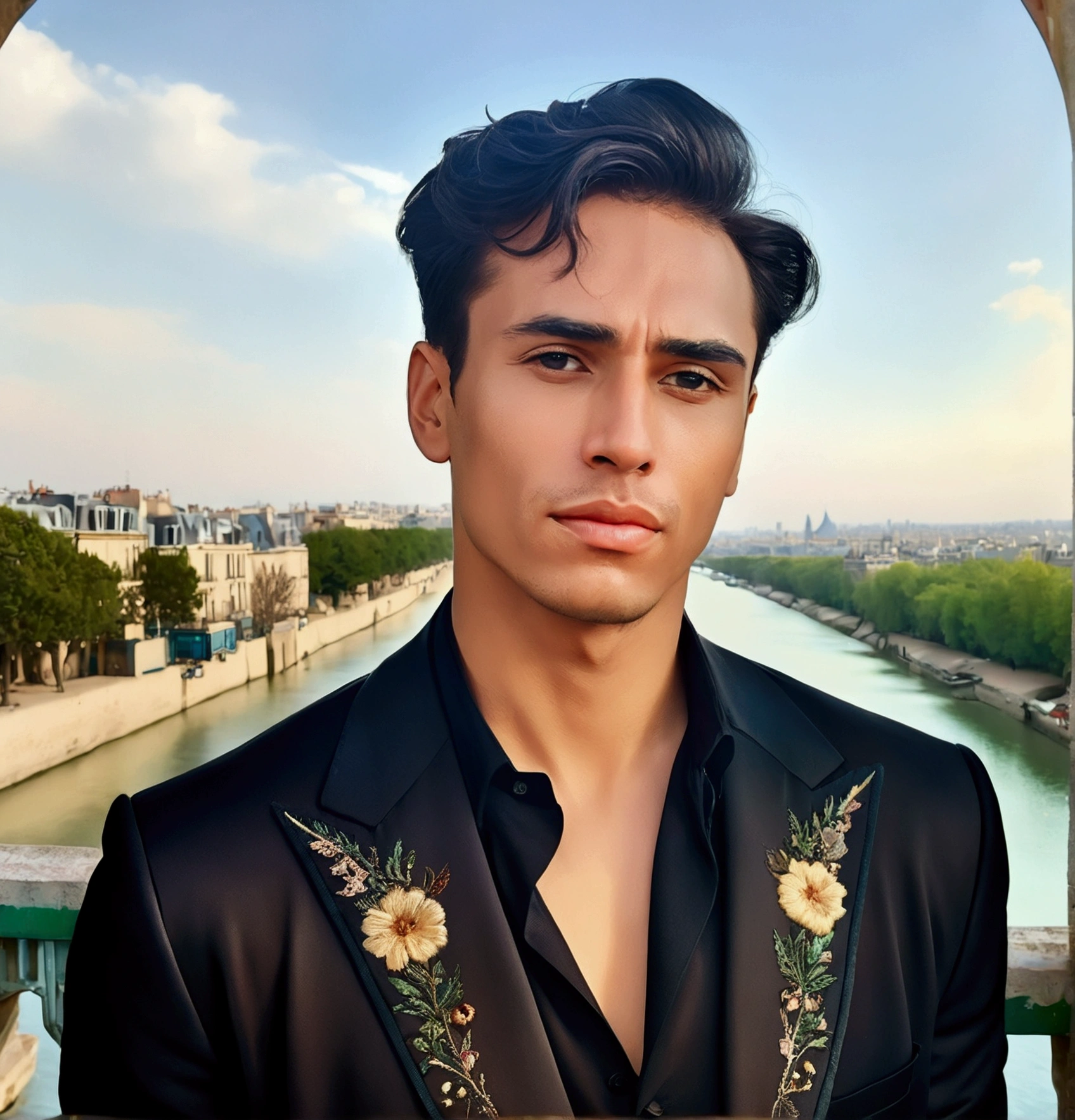 Painting of a handsome, masculine man, ((with long, falling over his shoulders)) and an embroidered men's suit, ((Duke, from the Victorian Era)), ((Marlon Brando style)), in the background of a Paris brothel, Bowater art style, baroque digital painting, renaissance digital painting, masterpiece! inspired by Franz Xaver Winterhalter, inspired by Friedrich von Amerling, beautiful character painting, beautiful digital painting, inspired by Thomas Lawrence, beautiful yywater painting, refraction, reflections, mirrors, prisms, sunlight, bright lights!! Complex, elegant, highly detailed digital painting, art station, concept art, sharp and soft focus, illustration, art by ( ( ( ( Artgerm ) ) ) ) and ( Greg Rutkowski )! and (((Alphonse Mucha))), looking at the camera, eyes reflecting into infinity