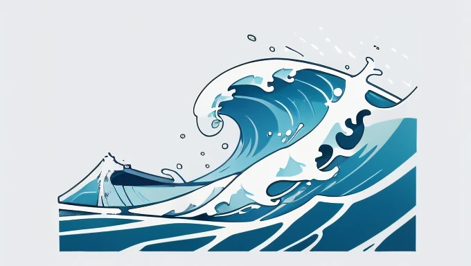 Wave design, Simple, pattern, Can draw, 美しいWave design, Japanese style、Ukiyo-e、No border、There is momentum、Monotonous colors、White background、Only waves