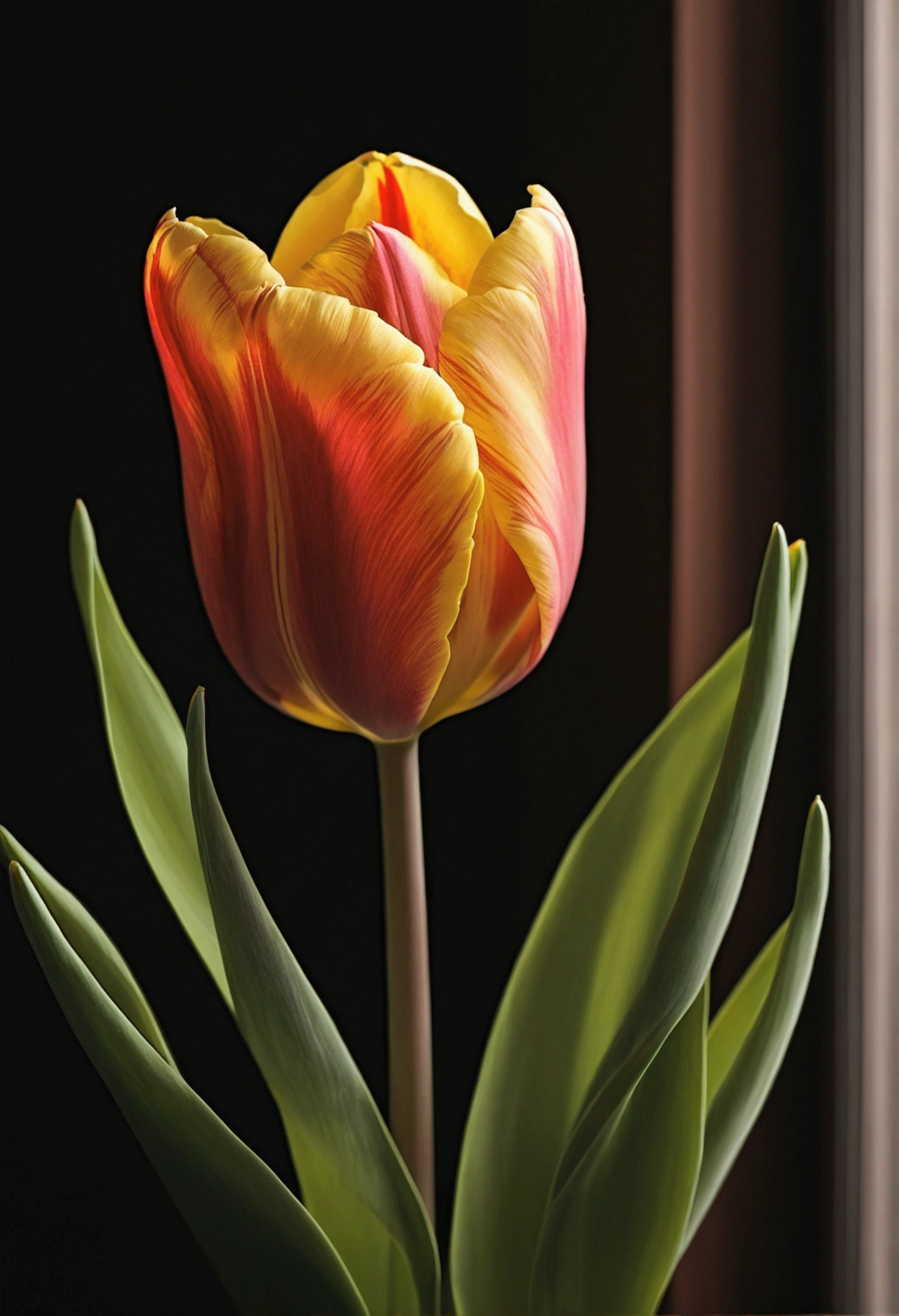 simple tulip flower in the style of watercolor