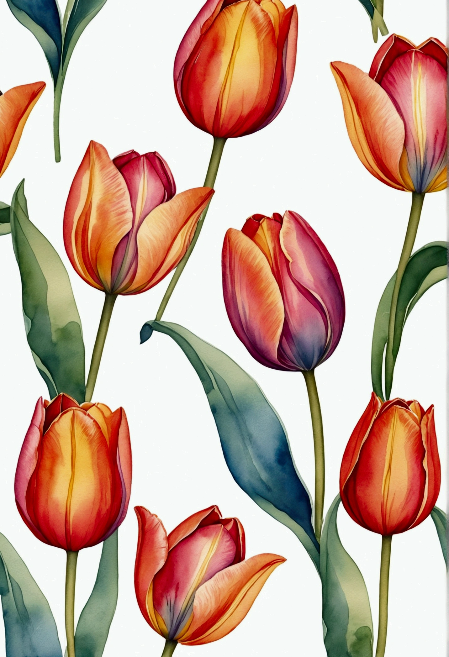 simple tulip flower in the style of watercolor