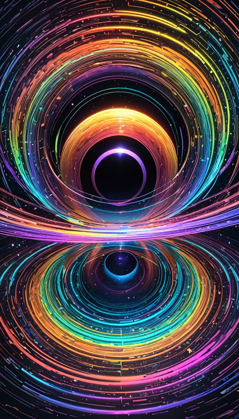 conceptual installation fantasy art, vertically stacked kaleidoscopes, holograms, neon line art, prisms, background galaxy, black-hole, shading effects, gradation magic effects, (ultra detailed, absolutely resolution, best quality:1.3), 2.5D, delicate and dynamic, artistic photography, hyper realistic, graphic CG digital art