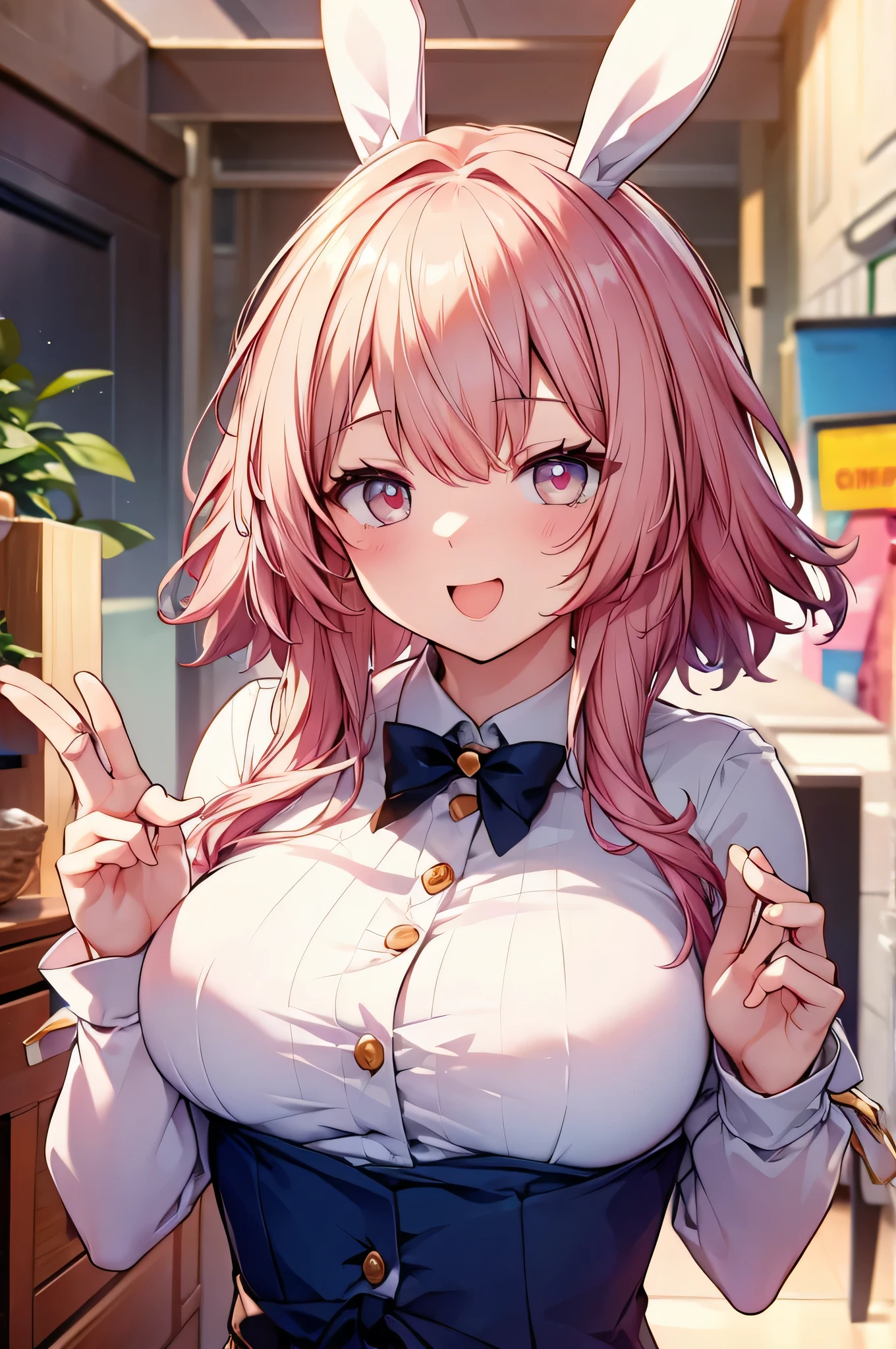 Masterpiece, chest,Chubby,、laughing, Bunny ears