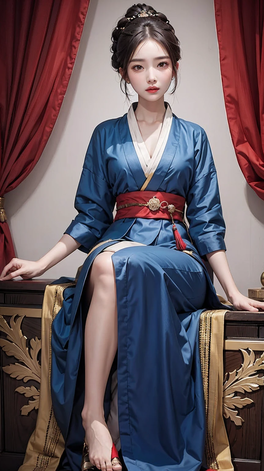 Joseon Dynasty gisaeng woman. Graceful posture.