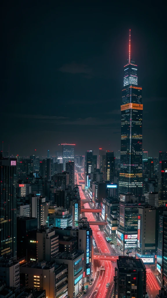 "A bustling Tokyo cityscape featuring futuristic skyscrapers with neon lights and high-tech architecture. The scene should convey a vibrant, cutting-edge urban environment.