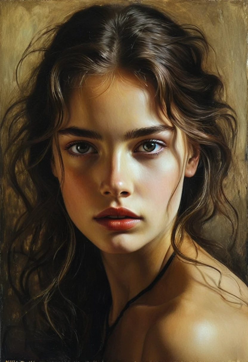 reserved teenage girl - creepypasta. in the style of Andrew Wyeth.Niko Anttila. Pinot Daeni, a mysterious modern vintage. perfect body anatomy. Beautiful face and look. style