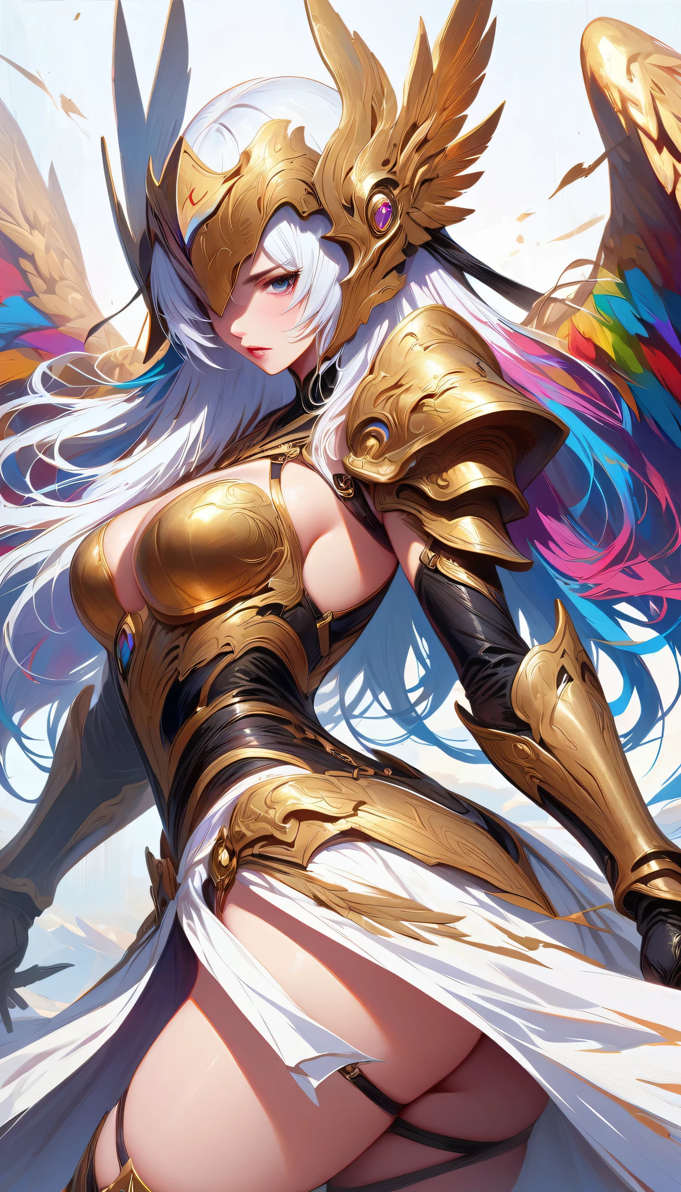 NSFW,((masterpiece,Highest quality,4K)),score_9, score_8_upper, score_7_upper,アニメ, アニメ,Rainbow Hair,Wearing a black and gold dress,アニメの女の子、Blue background, krenz cushart and ArtJam, 美しく魅力的なアニメの女性, ArtJam style, Yoshika Amano Karol Baq, ArtJam detailed, style ivan talavera and ArtJam, Beautiful cartoon art, ArtJam. Attention to detail, ArtJam comic