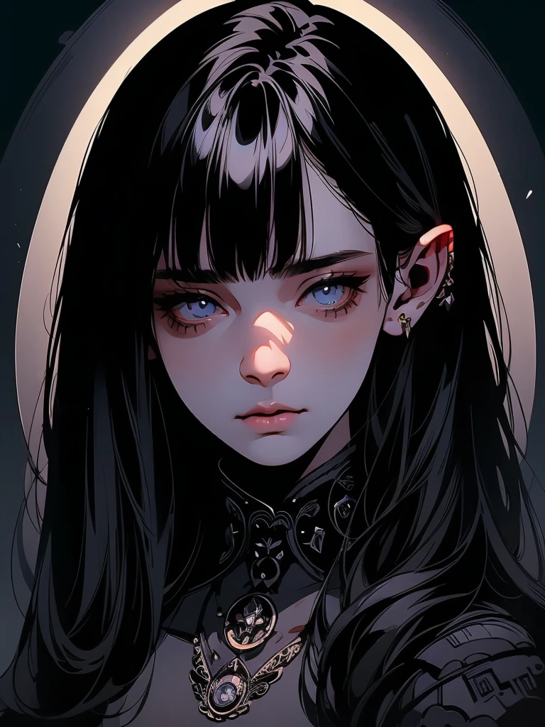 portrait of emb-rebecca with long black hair in fog, cinematic lighting, photorealistic, ornate, intricate, realistic, detailed, volumetric light and shadow intricate, elegant, highly detailed, digital painting, artstation, concept art, smooth, sharp focus, illustration, art by artgerm and greg rutkowski and alphonse mucha, super detailed