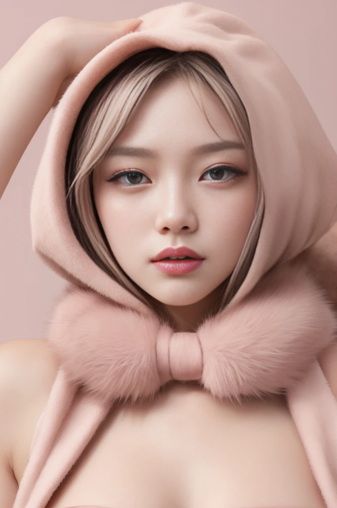 Cream pink fur