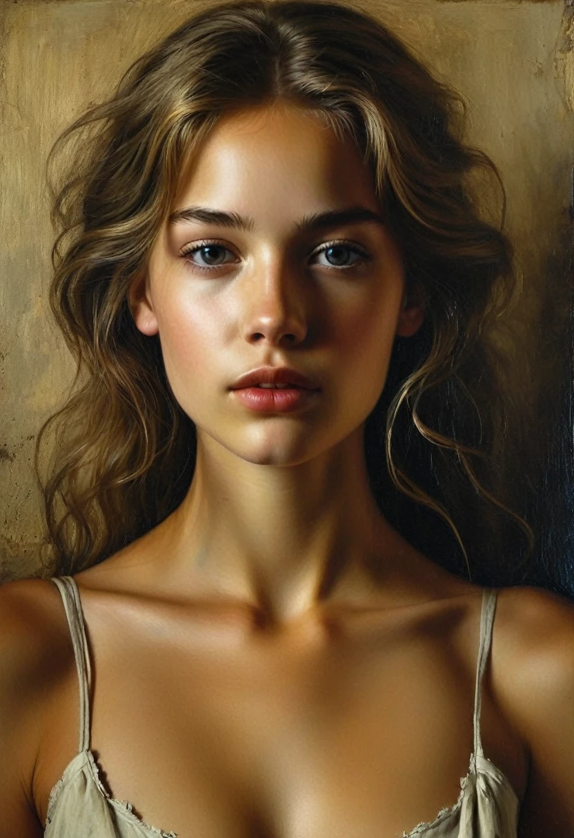reserved teenage girl - creepypasta. in the style of Andrew Wyeth. Mark Demsteder. Niko Anttila. Pinot Daeni, a mysterious modern vintage. perfect body anatomy. Beautiful face and look. style