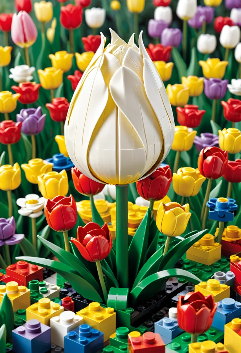 Magazine cover，best quality, very good, 16K, ridiculous, Very detailed, （（tulip））The Peak，Made of Lego,