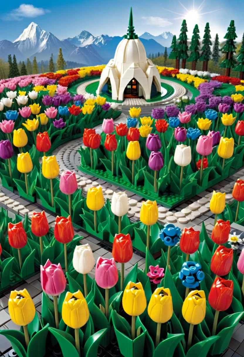 Magazine cover，best quality, very good, 16K, ridiculous, Very detailed, （（tulip））The Peak，Made of Lego,