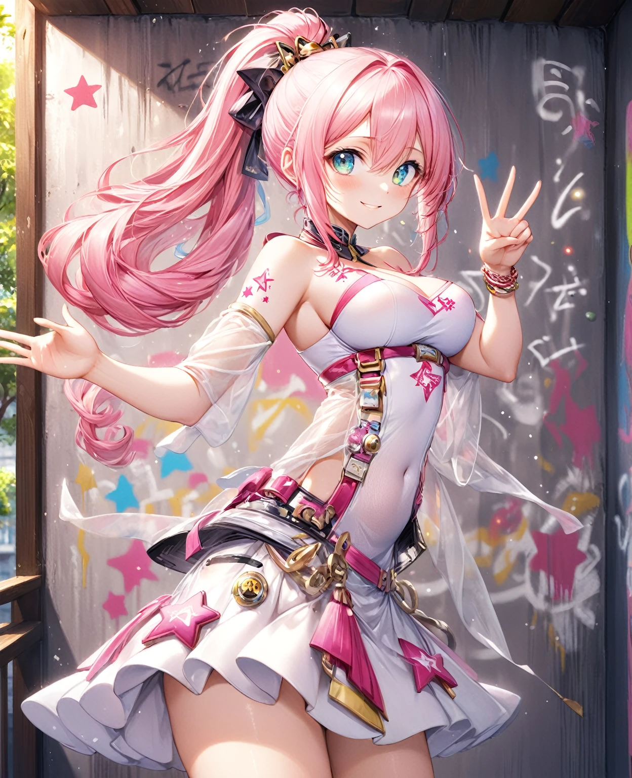 Anime Waifu beautiful detailed eyes, beautiful detailed lips, extremely detailed eyes and face, longeyelashes, 1girl, sensual, young woman, medium breasts, beautiful feminine face, nice thighs, slim, sexy, erotic, beautiful clothes, perfect body, cinematic lighting and framing, (best quality,4k,8k,highres,masterpiece:1.2),ultra-detailed,digital painting,portrait,glamorous,highly detailed,soft lighting,warm color tones Ilustrações de alta qualidade。 ((masterpiece)), ((best quality)), ((4K)), girl, pinch hemline of shirts, lift hemline of shirts, show glimpse of belly, smiling, POV from below