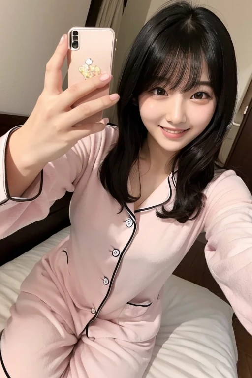 16歳アイドルのようにvery cute、Cute and adorable、Young faceに見える20歳の少女, Young face、very cute、Smiling Kindly、Wearing pajamas、The front of the pajamas is open, exposing your underwear、underwear is clearly visible、Resting on the hotel&#39;s spacious terrace、whole body像、whole body、 Natural light、Accurate、Anatomically correct、Textured skin、Super Detail、 Attention to detail、highest quality、High resolution、Real、realism、Raw photo、Genuine、masterpiece