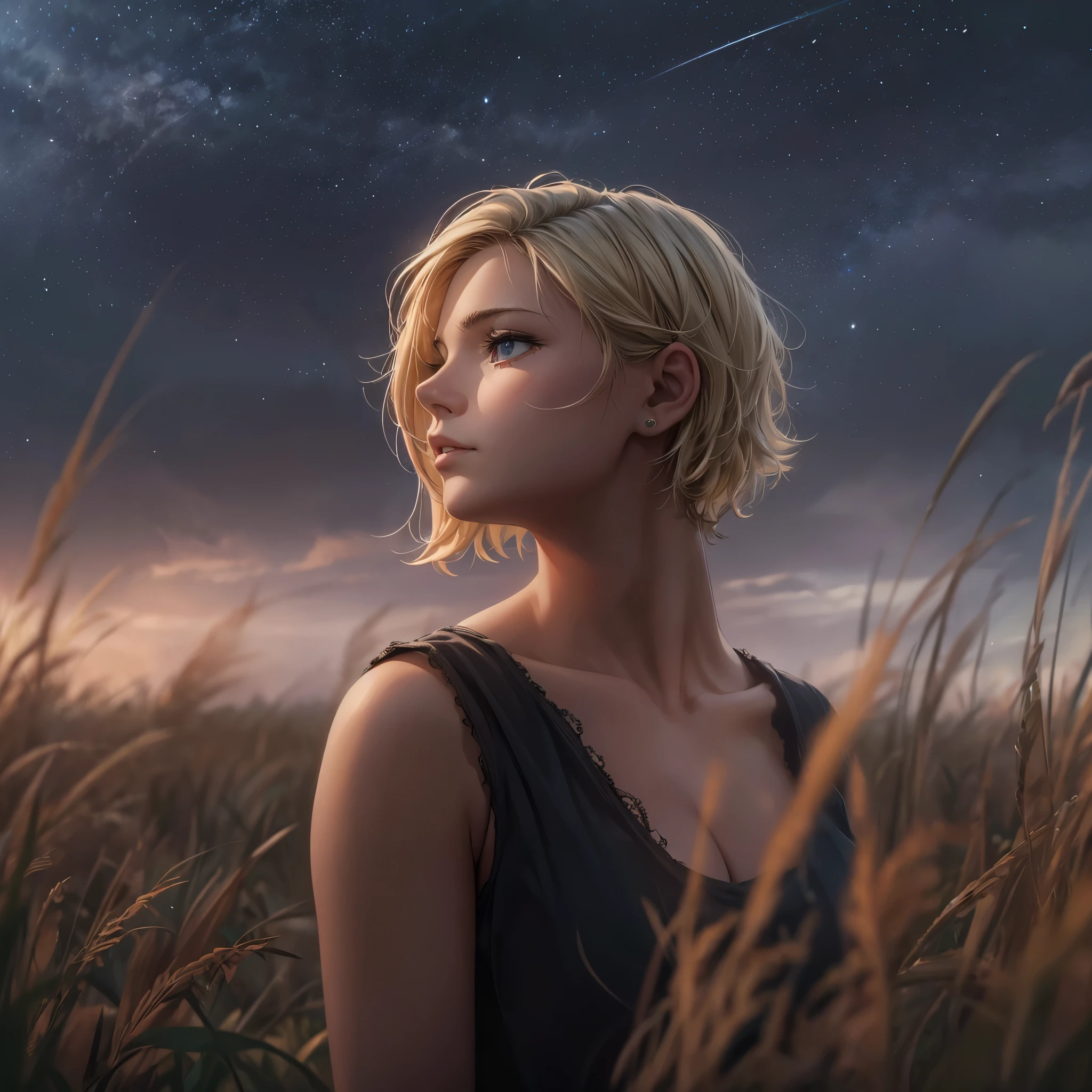 (best quality,4k,8k,highres,masterpiece:1.2),ultra-detailed,realistic,photorealistic:1.37, HDR,UHD,studio lighting,ultra-fine painting,physically-based rendering,extreme detail description,professional,vivid colors,bokeh,girl,lonely,((dark sky, giant glass land, ruined, vast grassland)),no one, blond short hair, girl in her twenties