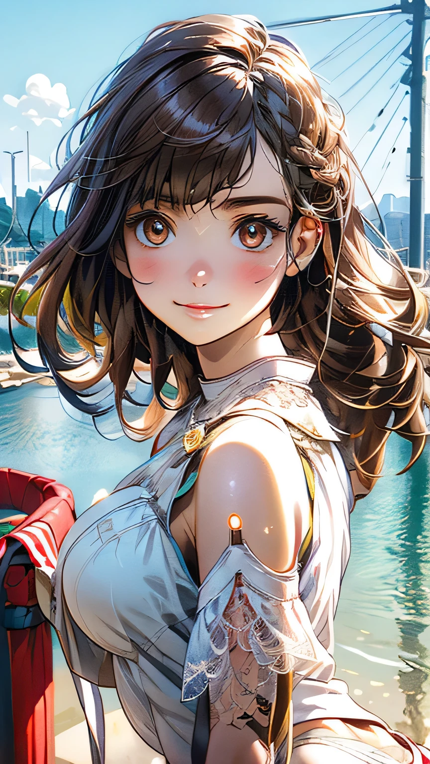 (masterpiece:1.2, Highest quality), (Realistic, photoRealistic:1.4), Beautiful illustrations, (Natural Side Lighting, Cinema Lighting), ((Very big butt))
View your viewers, 1 girl, Japanese, Junior high school girl, 14 years old, Perfect Face, cute and symmetrical face, Glowing Skin, thin,
(Mid-length hair:1.2, Half Up:1.4, Light brown hair), Asymmetrical bangs, Brown eyes, Long eyelashes, (Mid-chest:0.7),
Beautiful Hair, Beautiful Face, Beautiful details, Beautiful clavicle, Beautiful body, Beautiful fingers, (((Panties are visible))) ((Very large saggy tits)), ((In underwear、White lace underwear))((Fullback panties))Underarm , Slightly , Very large breasts, Full body angle, 14 year old woman , Thick thighs
((Detailed cloth texture)),
(Beautiful views), evening, (River side), Are standing, (cute, cute smile, Upward glance),