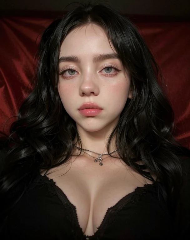 blonde woman with long hair and piercings posing for a photo, with black long hair, with long black hair, perfect white haired girl, ava max, tifa lockhart with black hair, pale porcelain white skin, anime girl in real life,  with black hair, extremely black hair, very black hair, with long black hair, her hair is black