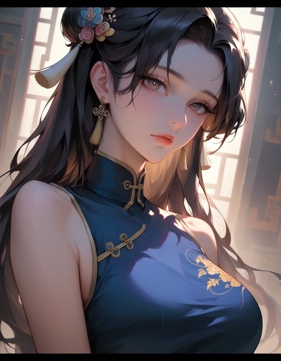 best quality, masterpiece, highres, 1girl,china dress,hair ornament,necklace, jewelry,Beautiful face,upon_body, tyndall effect,photorealistic, dark studio, rim lighting, two tone lighting,(high detailed skin:1.2), 8k uhd, dslr, soft lighting, high quality, volumetric lighting, candid, Photograph, high resolution, 4k, 8k, Bokeh,Dynamic poses and dynamic angle photography