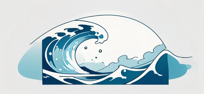 Wave design, Simple, pattern, Can draw, 美しいWave design, Japanese style、Ukiyo-e、No border、There is momentum、Monotonous colors、White background、Only waves、Full Screen、drop、round