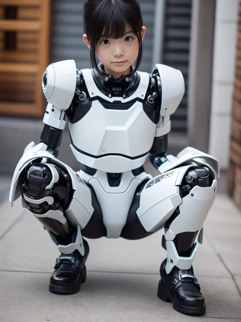masterpiece, Highest quality, Very detailed, (8k, 4K, Highest quality, High resolution, 超High resolution:1.1), (Tabletop, Realistic, Realistic:1.1)日本のAndroid女性,Chubby ,Control panel,Activation,Android,Mechanical Hand,Robotic arms and legs, Black Robot Parts,Black Hair,Dark black knee-high socks,Black sponge joint,Blunt bangs,White robot body,Ceramic body,Jockey Boots,Perfect Cyborg Girl,Spread your legs,Squat,