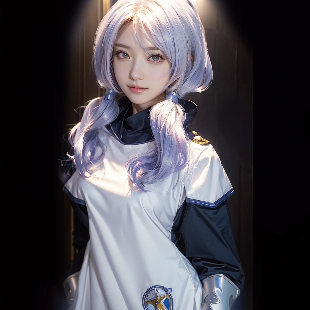 A woman in uniform poses for a photo, anime girl Cosplay, anime Cosplay, Portrait of a girl in the Knights of the Zodiac, professional Cosplay, Cosplayer, Cosplay, Cosplay photo, Smooth white tight clothing suit, full-Cosplay, Tifa Lockhartの肖像画, As an Overwatch character, Tifa Lockhart, Yoshitomo Nara, Portrait Anime Astronaut Girl