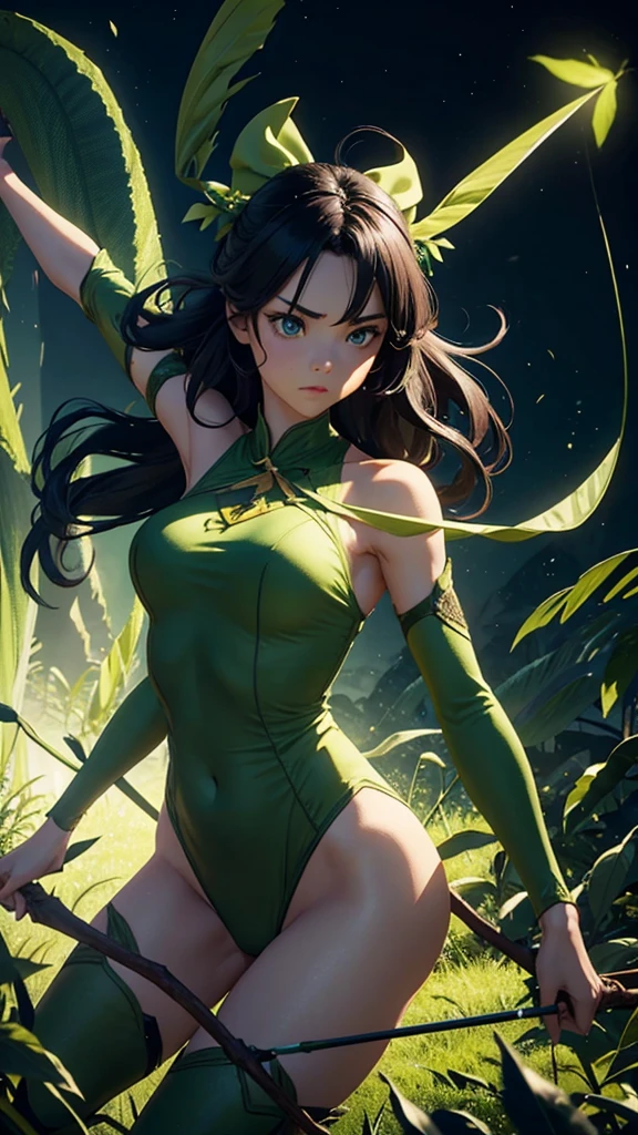 Eve_stellar blade 1girl alternate_costume armpits ass ass_visible_through_thighs blunt_bangs breasts brown_eyes brown_hair clothing_aside curvy detached_collar green_necktie green_slingshot_swimsuit green_thighhighs kneepits large_breasts long_hair looking_at_viewer navel necktie nipples parted_lips partially_visible_vulva ponytail slingshot_swimsuit smile solo split standing standing_on_one_leg standing_split sweat swimsuit swimsuit_aside thick_thighs thighhighs thighs two-tone_thighhighs v very_long_hair white_background white_thighhighs
