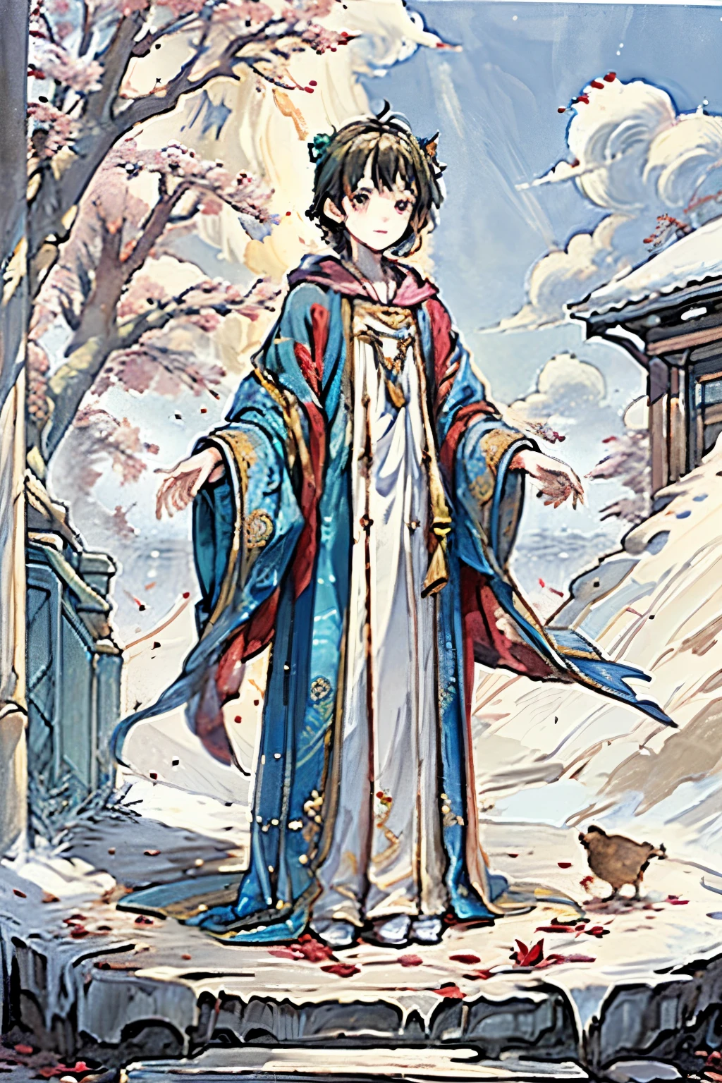 ((best quality)), ((masterpiece)), (detailed), 1 Boy, Full body robes,The seasons change