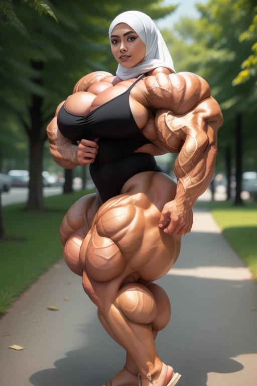 ((Best quality, 8k, Masterpiece)), 1girl, full body, ((tall)), dark hair, (outdoor), ,((((huge breasts:1.5)))), (((hyper muscular:1.5))), ((Long legs:1.2)), ((huge muscular ass)), (((NSFW))), ((perfect anatomy)), ultra-detailed face, detailed lips, detailed eyes, double eyelid