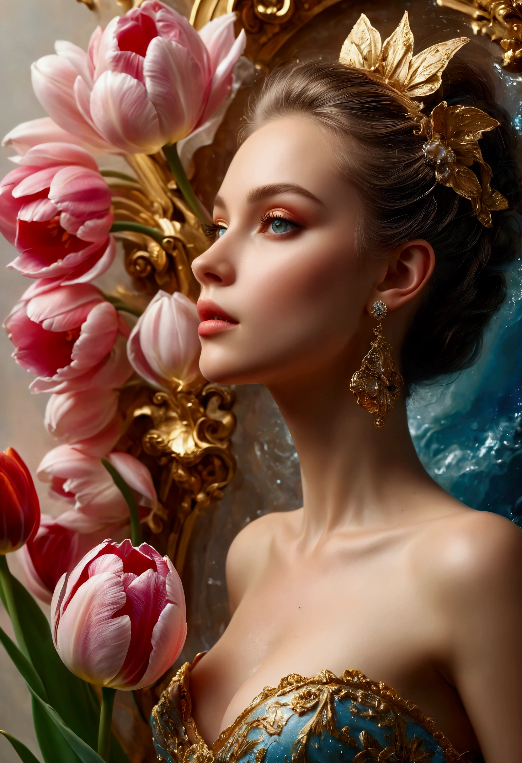 ((Masterpiece in maximum 16K resolution):1.6),((soft_color_photograpy:)1.5), ((Ultra-Detailed):1.4),((Movie-like still images and dynamic angles):1.3). | (Macro shot cinematic photo of beautiful female in a jacuzzi full of tulip), (Beautiful Female), (a jacuzzi full of tulip), (focus on the jacuzzi full of tulip), (macro lens), (exotic antiques), (Dark Candles), (luminous object), (Mysterious atmosphere), (shimmer), (aesthetic bath room accesories), (visual experience),(Realism), (Realistic),award-winning graphics, dark shot, film grain, extremely detailed, Digital Art, rtx, Unreal Engine, scene concept anti glare effect, All captured with sharp focus. | Rendered in ultra-high definition with UHD and retina quality, this masterpiece ensures anatomical correctness and textured skin with super detail. With a focus on high quality and accuracy, this award-winning portrayal captures every nuance in stunning 16k resolution, immersing viewers in its lifelike depiction. | ((perfect_composition, perfect_design, perfect_layout, perfect_detail, ultra_detailed)), ((enhance_all, fix_everything)), More Detail, Enhance.