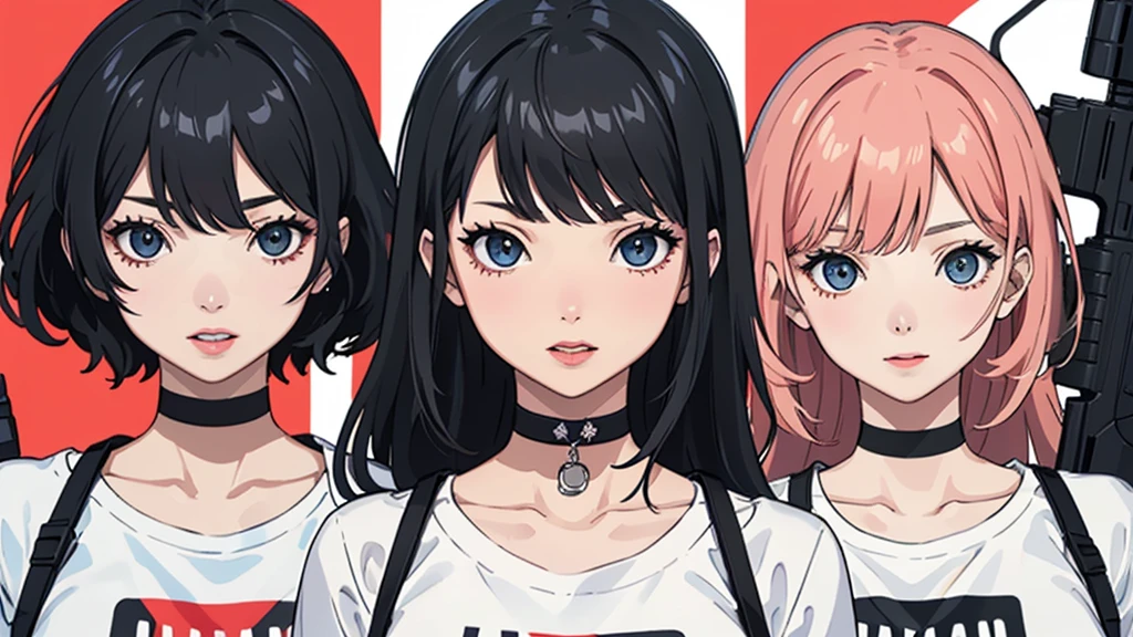 (Better Quality, first work:1.2) | Detailed Eyes:1.2 1 Female ,Wink and show your tongue (Dynamic English, throw, face, Long Hair,gun shop) choker, shirt, オープンスウェットshirt, finely, first work
