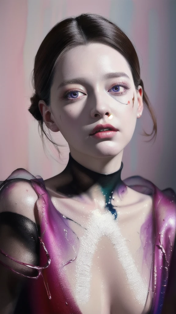 Android Beauty, Powerful paintings inspired by Francis Bacon, Ultra-realistic surrealism, Hyperrealism, fear, art, hyper real painting, Realistic illustration painting, カラフルなHyperrealism, Hyper-realistic digital art