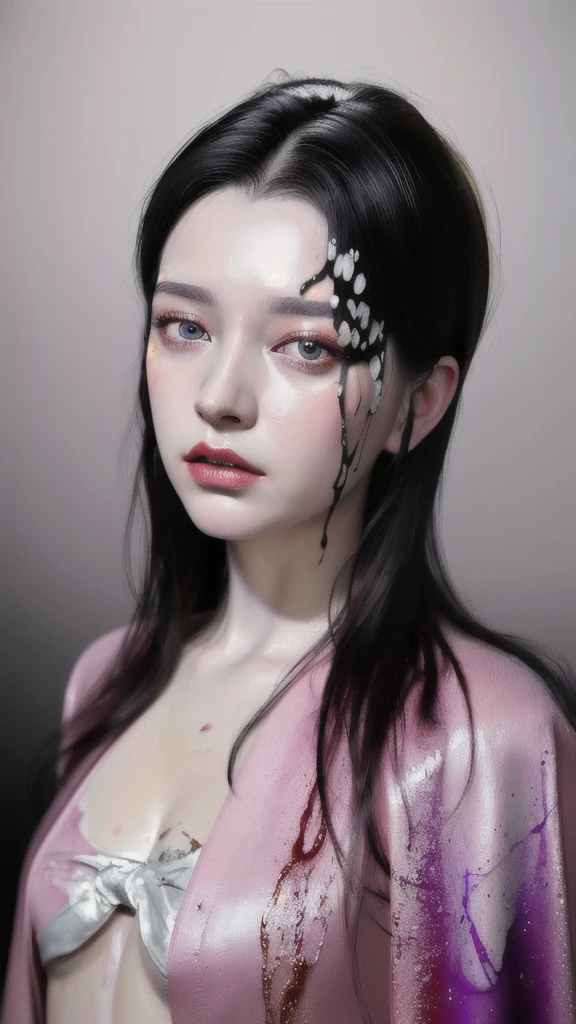 Android Beauty, Powerful paintings inspired by Francis Bacon, Ultra-realistic surrealism, Hyperrealism, fear, art, hyper real painting, Realistic illustration painting, カラフルなHyperrealism, Hyper-realistic digital art