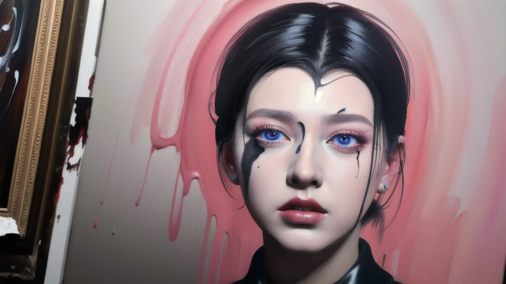Android Beauty, Powerful paintings inspired by Francis Bacon, Ultra-realistic surrealism, Hyperrealism, fear, art, hyper real painting, Realistic illustration painting, カラフルなHyperrealism, Hyper-realistic digital art