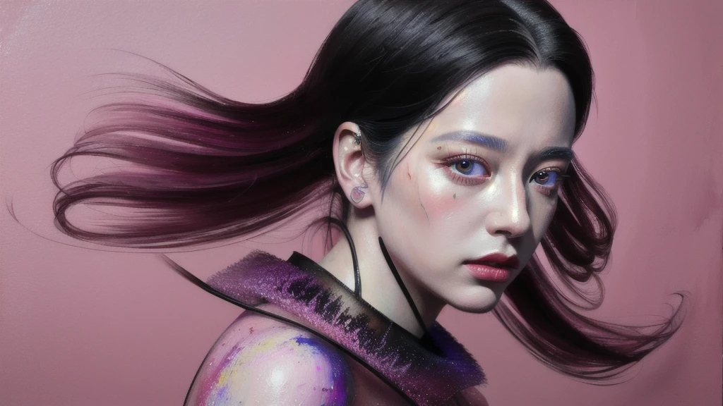 Android Beauty, Powerful paintings inspired by Francis Bacon, Ultra-realistic surrealism, Hyperrealism, fear, art, hyper real painting, Realistic illustration painting, カラフルなHyperrealism, Hyper-realistic digital art