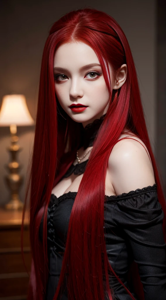 Girl with long hair,red hair,vampire,