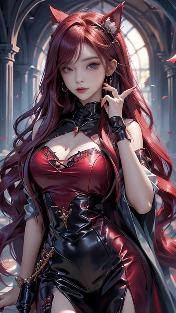 Girl with long hair,red hair,vampire, beautiful