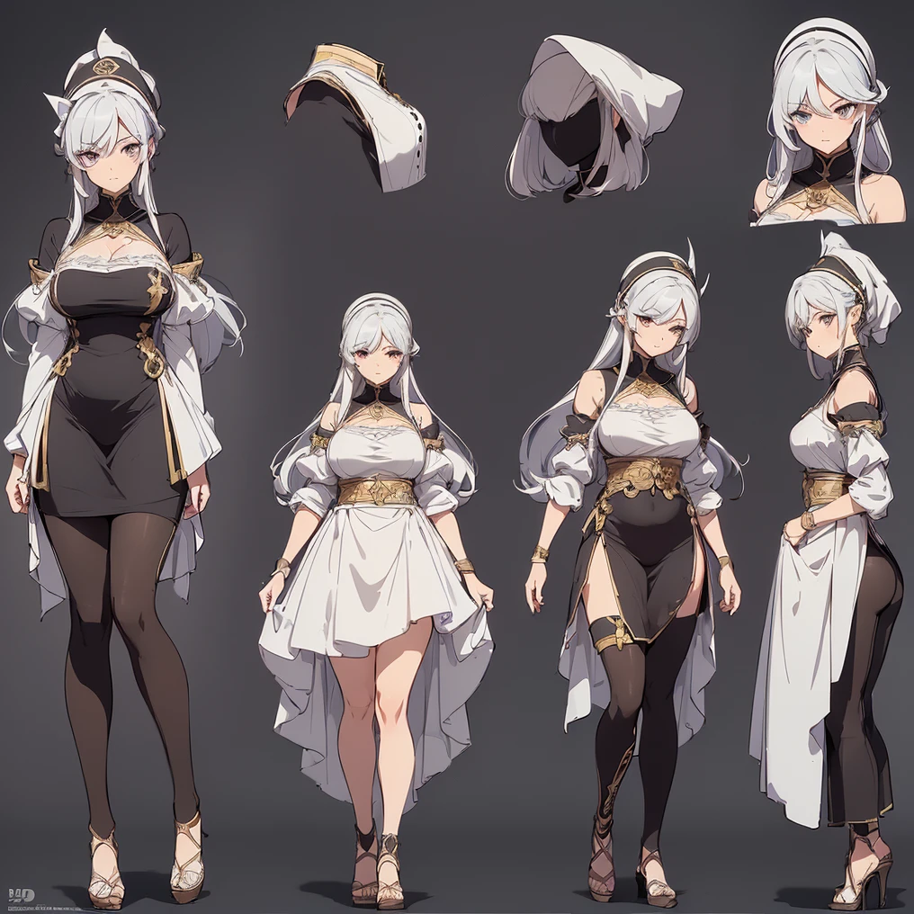((Masterpiece, Highest quality, Accurate, UHD)),
((character design sheet: 1.2), (Line Art), (Detailed character sheet), (anime studio style)),
((Simple background), (sketch art:1.2)),
((multiple view:1.2), (full body:1.2), (detailed face), (3 different angles), (body parts), (full esbian body), (full of details), (multiple items), (multiple poses and expressions)),
((accurate anatomy, best anatomy hands, accurate eye, best anatomy eye)),
(do not go beyond the edges of the image:1.65), (rating:safe),
1 girl, medieval character,
A forty-year-old cook, plump figure, wearing a pirate-style headscarf, a white dress with a gray apron, holding a frying pan and a ladle, very exquisite workmanship, very beautiful, very balanced.