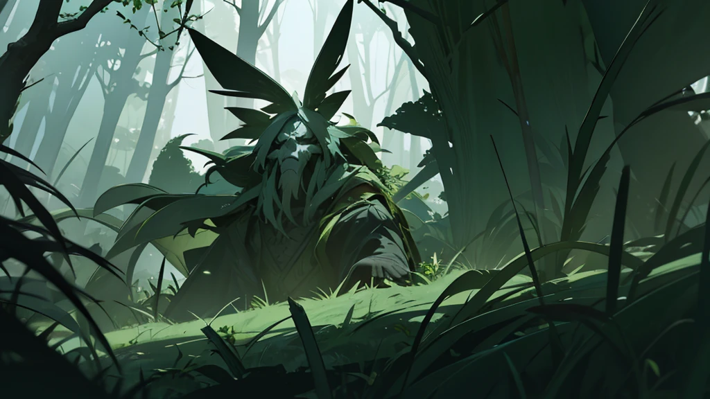 create wallpaper with resolution 3440x1440, dark forest, ghilibi style