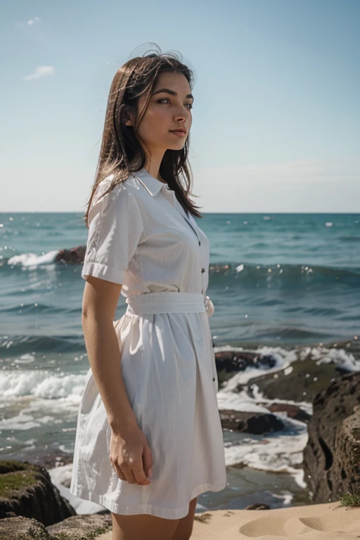 woman standing by the sea