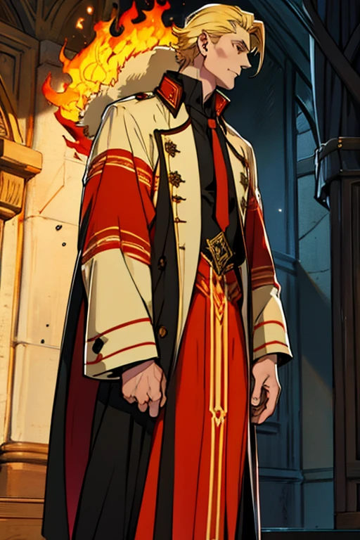 Fire, Tall man, blond