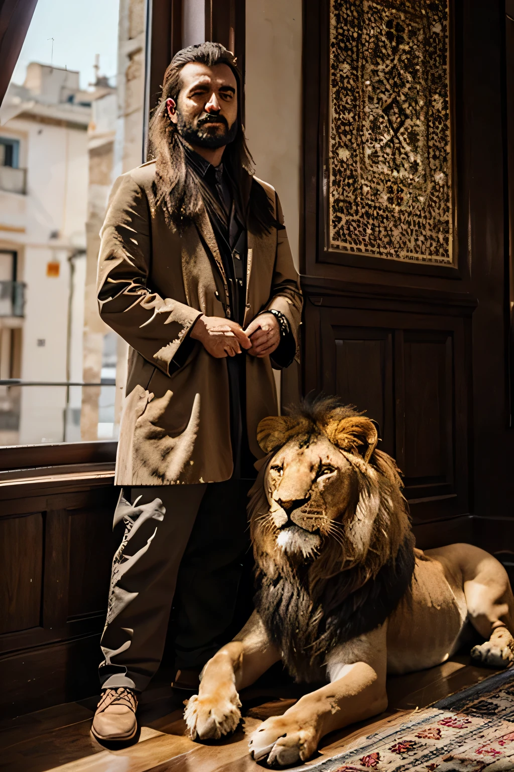 İlkin Aydın with lion