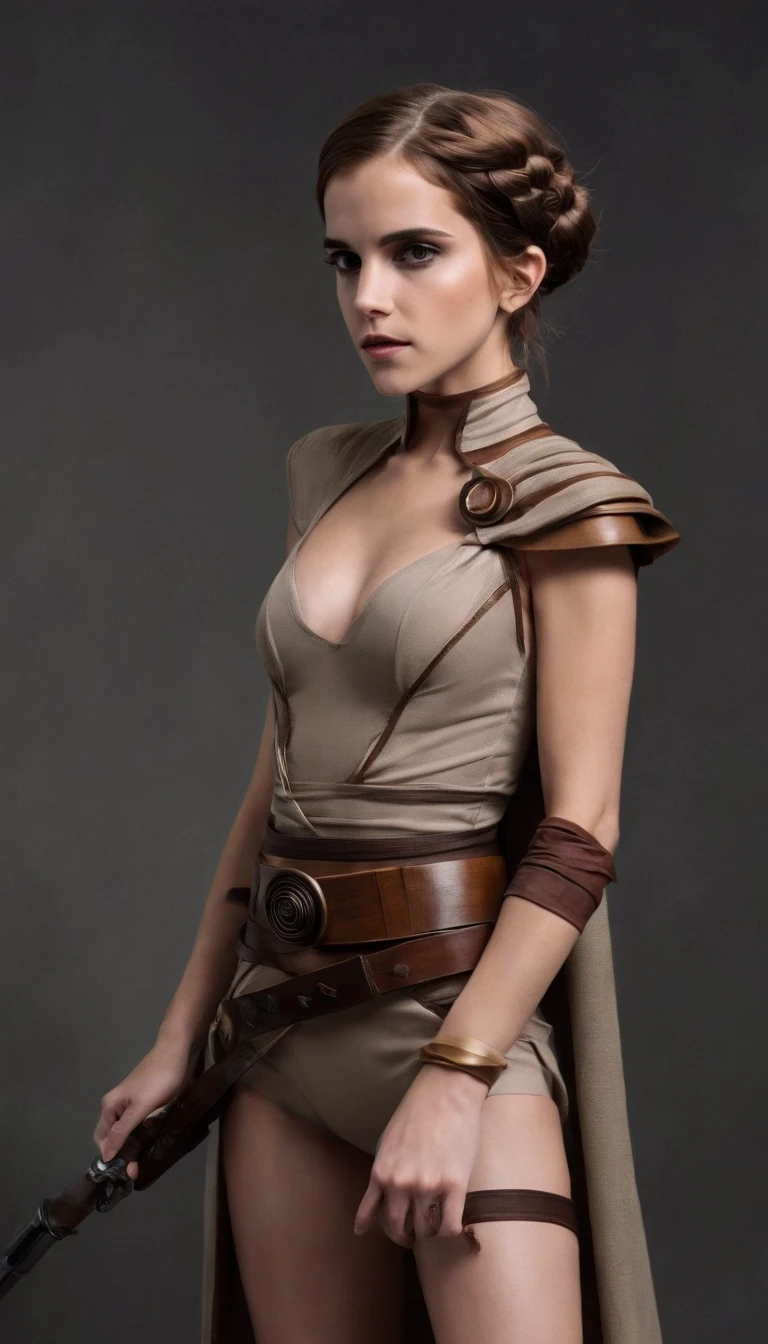 (Emma Watson) Princess Leia Slave Cosplay Costume Lingerie Uniform Set for Women Halloween Outfits, in a dark cave