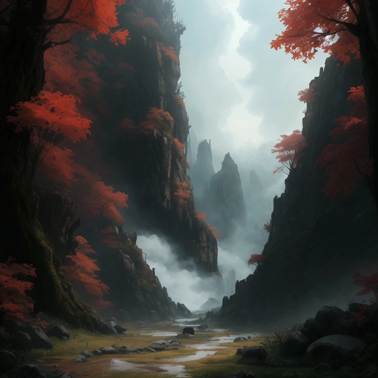 create a 2d RPG battle map with a top view, vista de topo, top-down. A Japanese setting featuring a dark, cloudy forest with a mud pit. captured in an ultra-realistic full HD 4K portrait, detailed texture showing its menacing shape, Immersive atmosphere, high definition shadow play, digitalpainting, nevoa no environment. suspense dinner. Poor lighting in the environment.