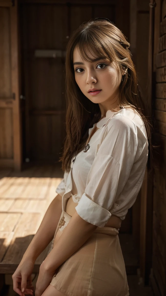 Browsing Caution,Very detailed CG Unity 8k 壁紙, Highest quality, Very detailed, masterpiece, Realistic, photo Realistic, Very detailedかわいい女の子, 27 years old, (((I don't wear panties.))) , blush, Part your lips, Looking at the audience , Full Body Shot , Wearing an open-shouldered shirt((Well good)),No pants,Udder protruding,Luxurious living room, short hair,Detailed female genitalia,Thick pubic hair,Fine hand,Detailed fingers,Full nudity