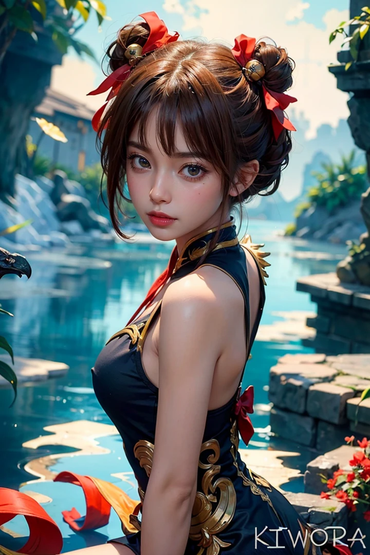 a close up of a girl , detailed hair , big booobs ,  shadowbringers cinematic, 4 k detail fantasy, a beautiful fantasy empress, game cg, xianxia fantasy, xianxia hero, 2. 5 d cgi anime fantasy artwork, cinematic goddess close shot, ruan jia and artgerm, wow 4 k detail fantasy, hyper-detailed fantasy character, high definition, hyper- detailed,perfect, fantastic, detailed facial and body skin texture, detailed vagina (pussy), detailed eyes . ultra realistic, ultra detailed 