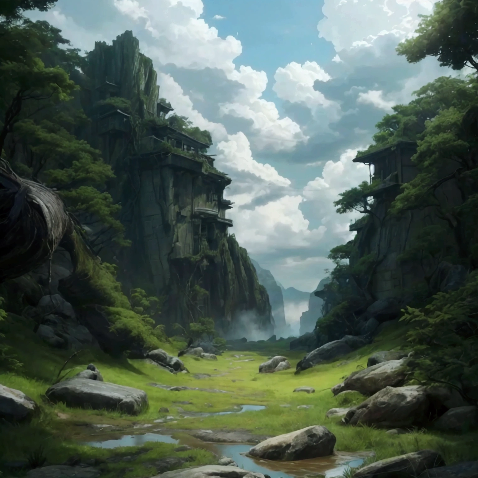 create a 2d RPG battle map with a top view, vista de topo, top-down. A Japanese setting featuring a dark, cloudy forest with a mud pit. captured in an ultra-realistic full HD 4K portrait, detailed texture showing its menacing shape, Immersive atmosphere, high definition shadow play, digitalpainting, nevoa no environment. suspense dinner. Poor lighting in the environment.