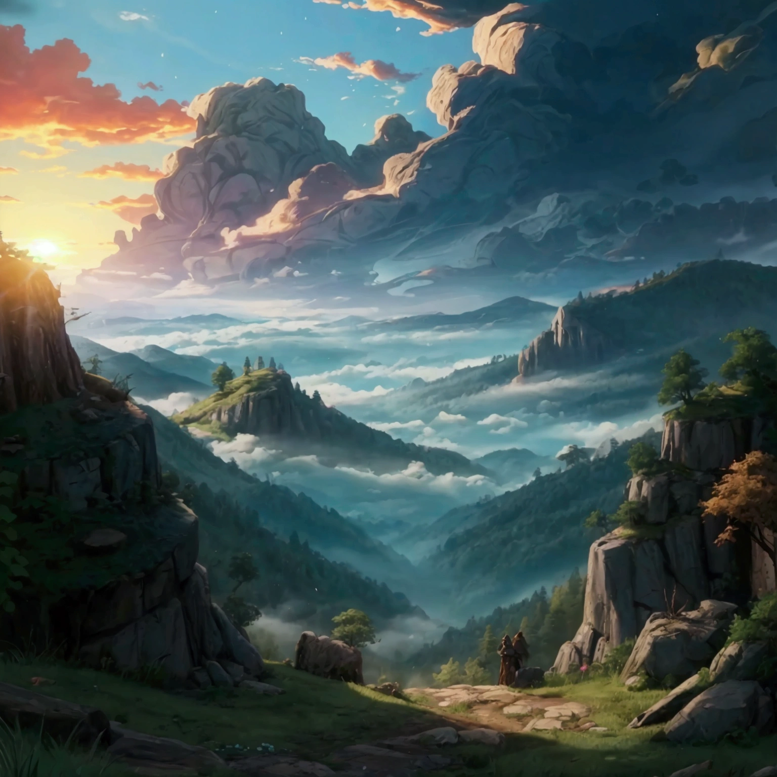 create a 2d RPG battle map with a top view, vista de topo, top-down. A dark, cloudy forest with a clay ridge