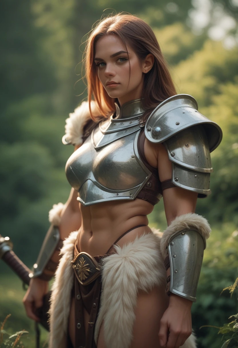 Sexy warrior girl, fur armor