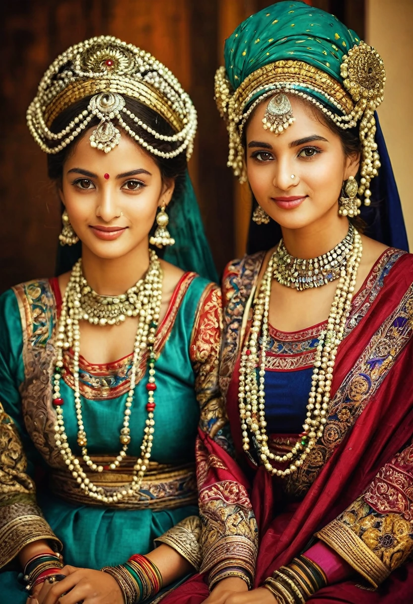 Some people belongs to A.D nations, womens wearing old traditional dress, they looks rich