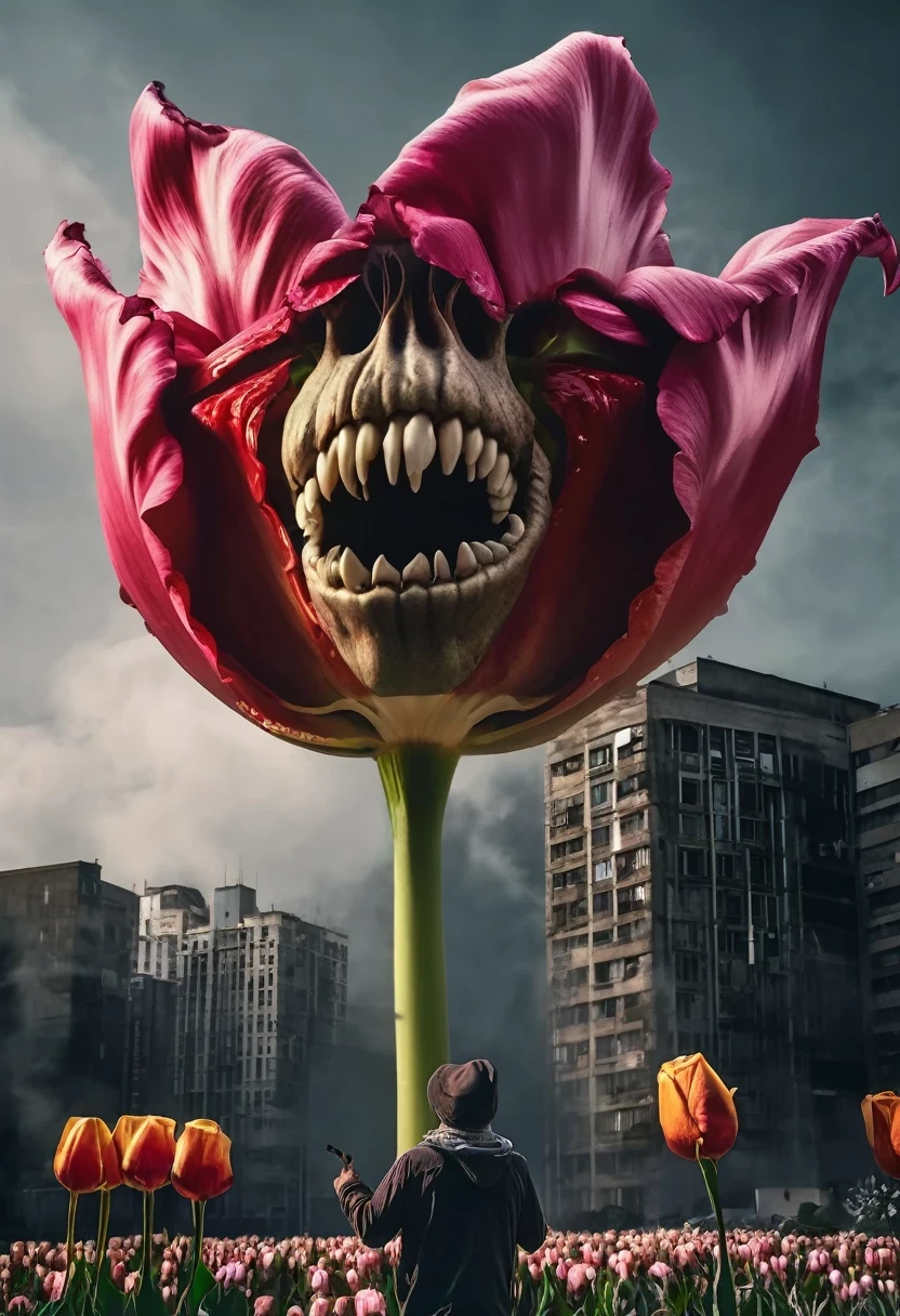 There is a big flower on the statue, Alien Flower, Alien Flowers, Giant flower head, Giant rose flower as a head, Mutated Flower, Inspired by Igor Morski, a Plant Monster, Ultra-realistic fantasy monsters, horrific digital art, Plant Monster, 🌺 society, Creepy surrealism, humanoids overgrown with flowers, Strange flowers, Photo Editing